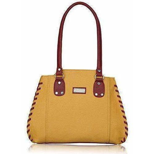 Women's Handbag (Beige And Maroon)