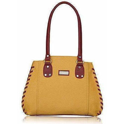 Women's Handbag (Beige And Maroon)