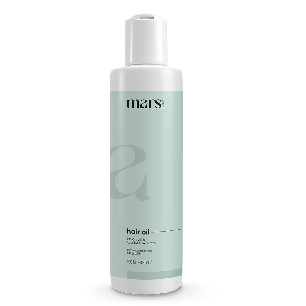 mars by GHC Jojoba Oil With Brahmi, Tea Tree, Bhringraj, Onion Seed, Fenugreek & 15 Other Natural Oils & Extracts - Thick, Shiny & Strong Hair Growth Hair Oil (200 ml)
