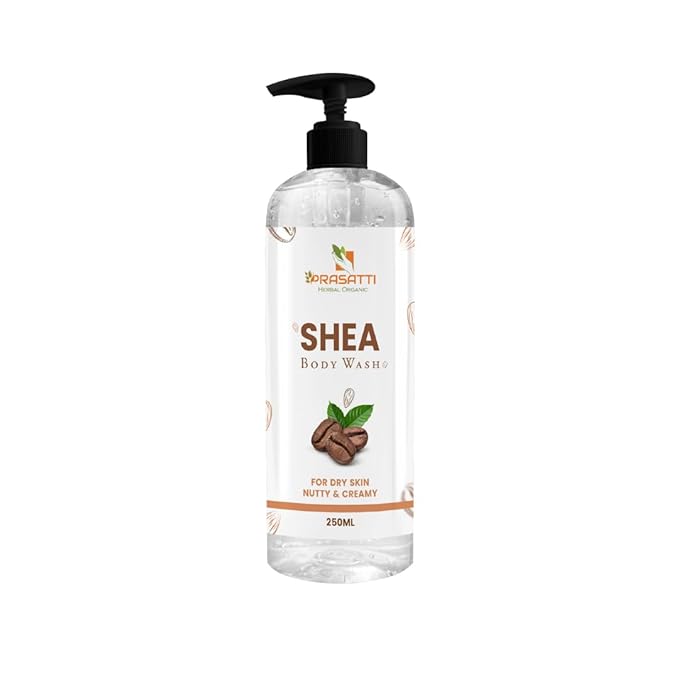 Prasatti Herbal Organic Shea Butter and Argan Oil Body Wash for Nourishing Hydration for Soft, Smooth, and Clear Skin | 250 Ml
