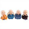 Tied Ribbons Resin Buddha Monk Statues Small Multicolour Set of 4