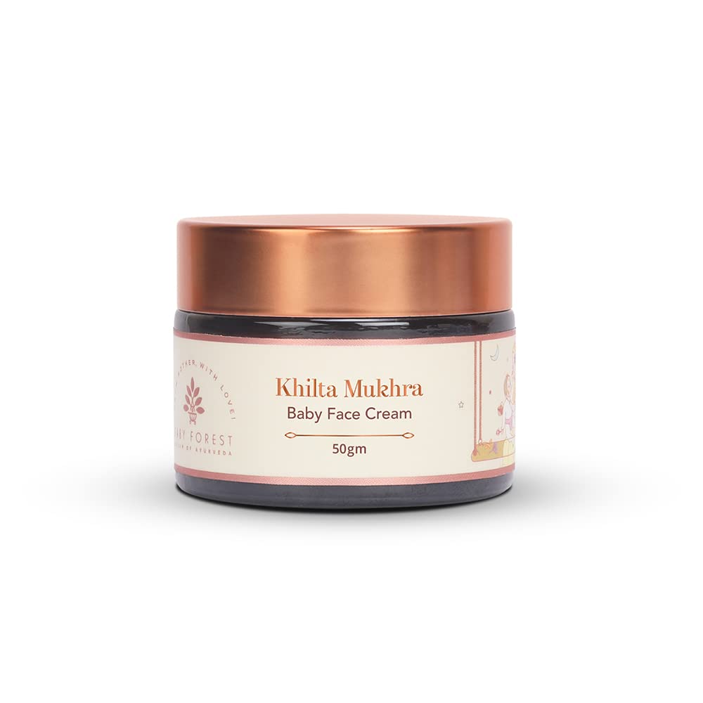 Baby Forest Khilta Mukhra Baby Face Cream for Kids 50g | With Shea Butter, Saffron & Almond Oil | Ayurvedic Natural Face Moisturizer for Boys & Girls | Paraben-Free, Derma Safe, Organic