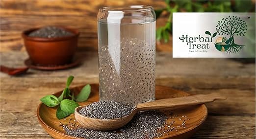 Herbal Treat Chia Seeds | High Fiber, Omega-3, Protein Superfood | Non-GMO, Gluten-Free | Perfect for Smoothies, Baking (250gram, Chia Seeds)