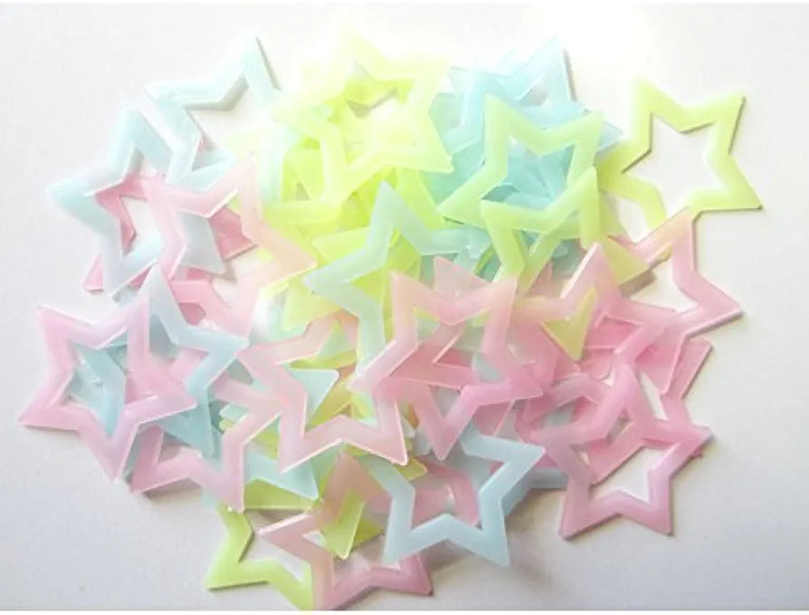 Rangoli Radium Stars Ceiling & Wall Decoration for Kids Room Glow in Night Stickers Set 100 pcs. Design-1
