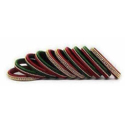 Handmade Silk Thread Bangle Maroon and Green Color
