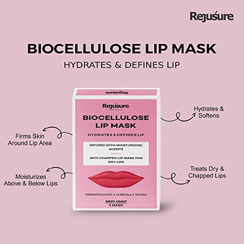 Rejusure Biocellulose Lip Mask Hydrates Lip Anti-chapped Lip Mask for Dry Lip Men & Women – 5 Masks