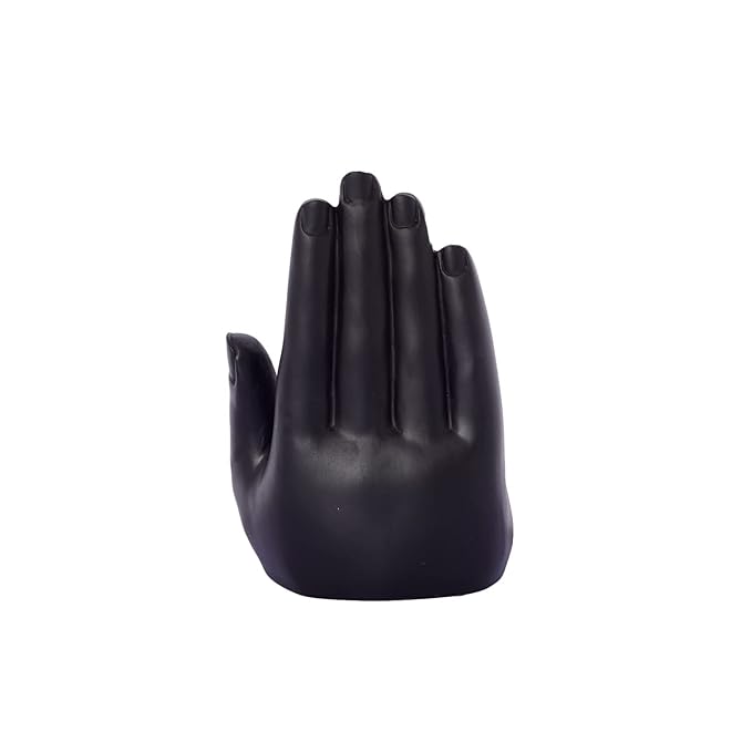 Ecraftindia Golden Handcrafted Palm Buddha Polyresin Showpiece | Black