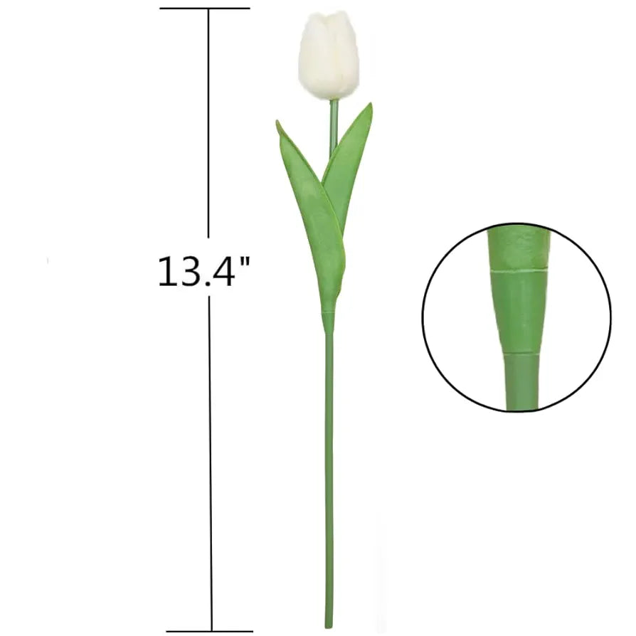 Artificial Tulips 20Pcs Real Touch Fake Tulips PU Flower Arrangement Bouquets White20