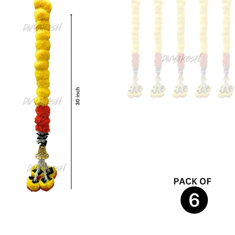 Fabric Artificial Marigold Flower Strings 30 Inches