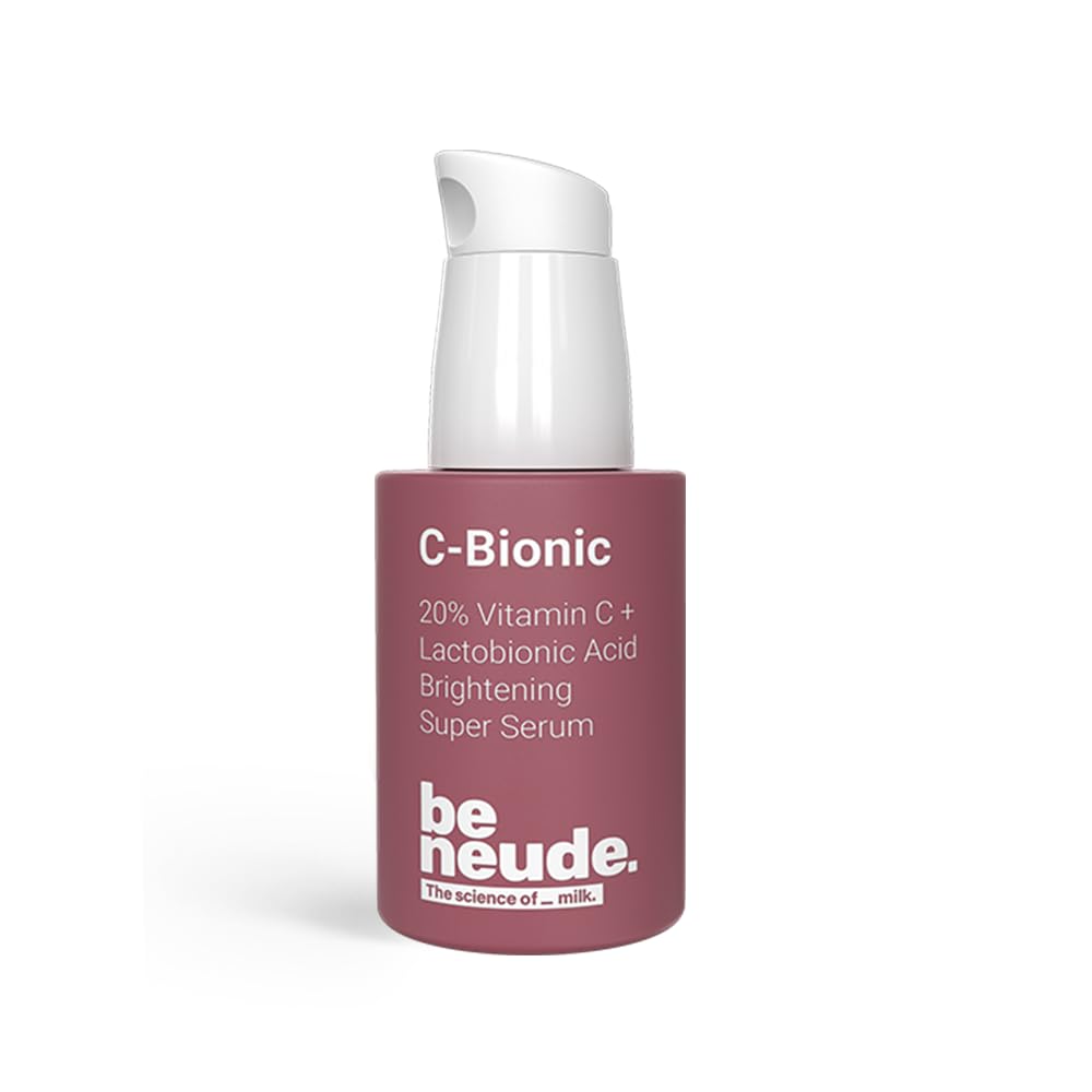 Be Neude C-Bionic 20% Vitamin C Serum 30ml with Lactobionic Acid for Face Brightening & 24hrs Hydration with Vitamin E Red Algae Gel Kakadu Plum Glutathione for All Skin Types & Sensitive Skin Friendly