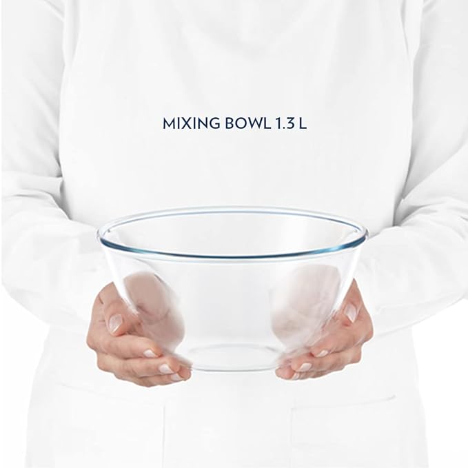 Borosil Select Serving & Mixing Bowl | Set of 3 (500ml + 900ml + 1.3L) | Borosilicate Glass Bowl for Kitchen & Dinning