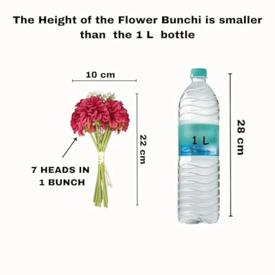 Artificial Dahlia Flower Bunch – 7-Stem Faux Bouquet Realistic Fabric Flower Arrangement Off White