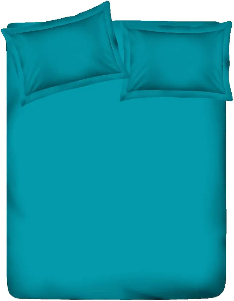 Layers Be Bold Cotton Bedsheet Set for All Seasons Lightweight Moisture Absorbent 140 TC King Size Teal Blue