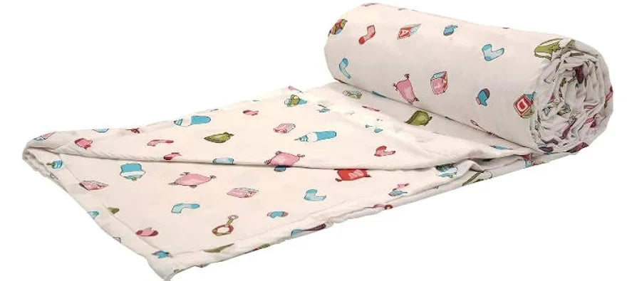 Trance Home Linen Pure Malmal Cotton Multipurpose Baby Dohar 3-Layered Baby Swaddle Colour Caps & Dies