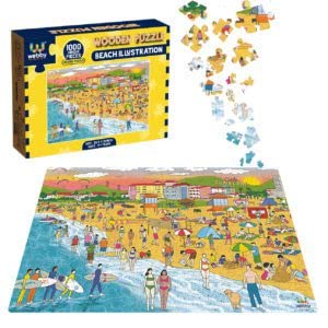 Webby Beach Illustration Wooden Puzzle Best Gift for Teenager for Adult & 14+ Kids 1000 Pieces