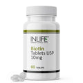 INLIFE Biotin 10000mcg Tablets Vitamin B7 for Hair Skin and Nails | Men and Women - 60 Tablets