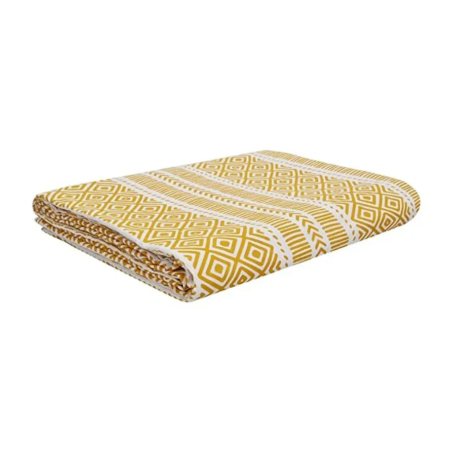 Trance Home Linen Pure Cotton Reversible Dohar Toddler Size Ac Quilt for Babies Colour Aztec Mustard Yellow