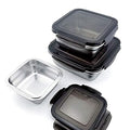 Femora High Stainless Steel Square Airtight Leakproof Unbreakable Storage Container | 380 Ml, 550 Ml, 750 Ml | Silver | Set of 3