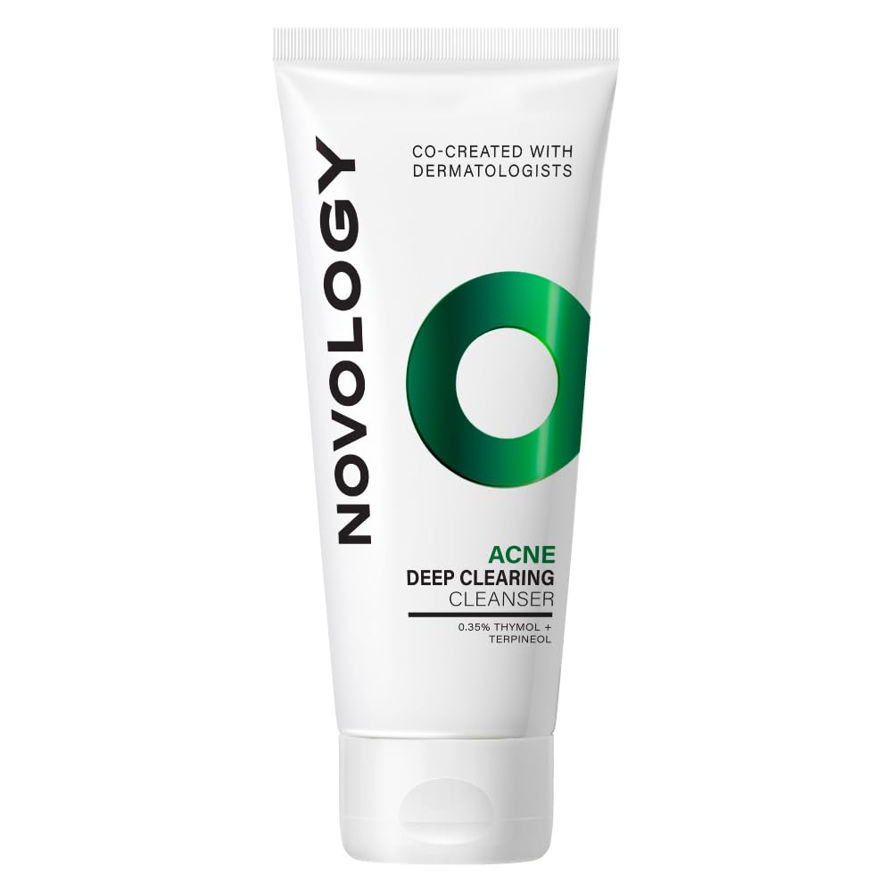 Novology Acne Deep Clearing Cleanser with Thymol+Terpineol| Face Wash for Acne,Whiteheads,Blackheads| Gentle, Non-Drying Formula, Suitable for Sensitive skin| 100g