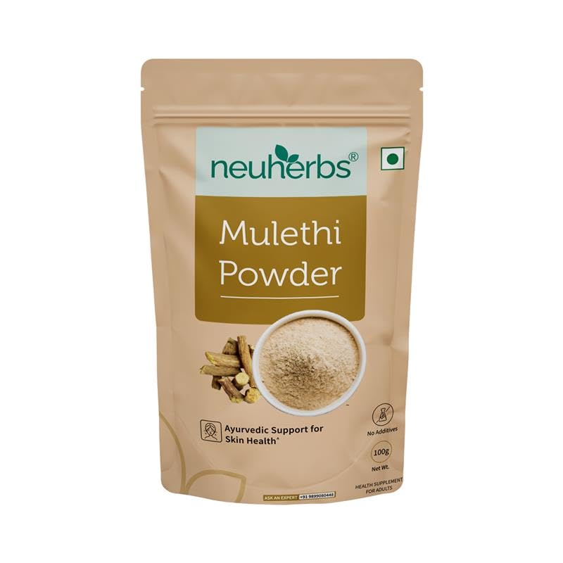 Neuherbs Mulethi Powder - 100g | Yashtimadhu Licorice/Glycyrrhiza Glabra Powder For Glowing & Healthy Skin | Herbal Supplement To Boost Immunity | 100% Pure & Natural No Added Preservatives