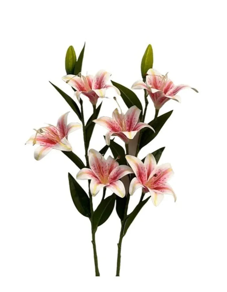 Decor Artificial Lily Flower Bunch Long Stem Perfect Vase/Pot Decoration Set Of 3 Stems