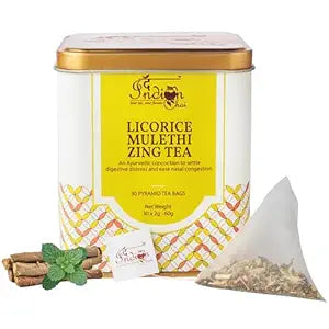 The Indian Chai Licorice Mulethi Zing Tea 30 Pyramid Tea Bags - 60 gms