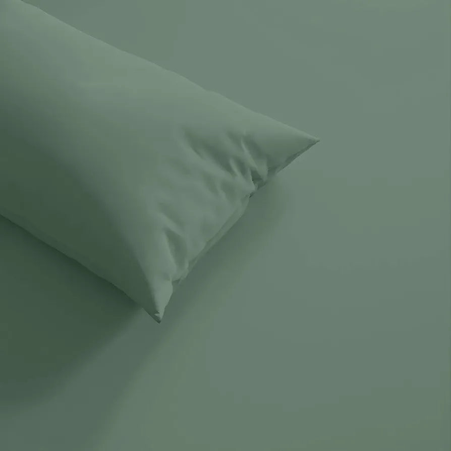 Trance Home Linen 300 TC Bamboo Fitted Queen Size Bedsheet Soft Breathable & Eco-Friendly Bedsheet with 2 Pillow Cover Colour Aqua Green
