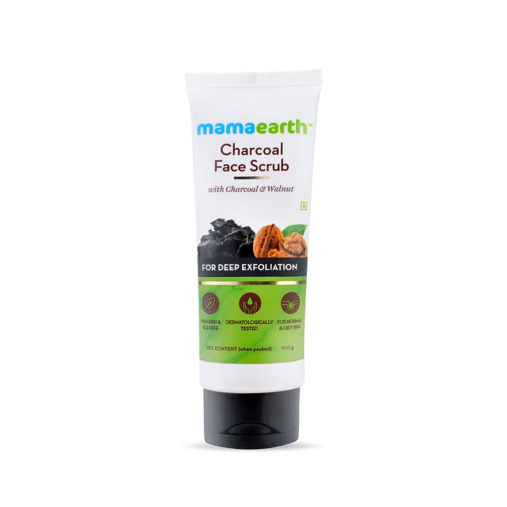 Mamaearth Charcoal Face Scrub for Oily and Normal skin, with Charcoal and Walnut for Deep Exfoliation - 100g