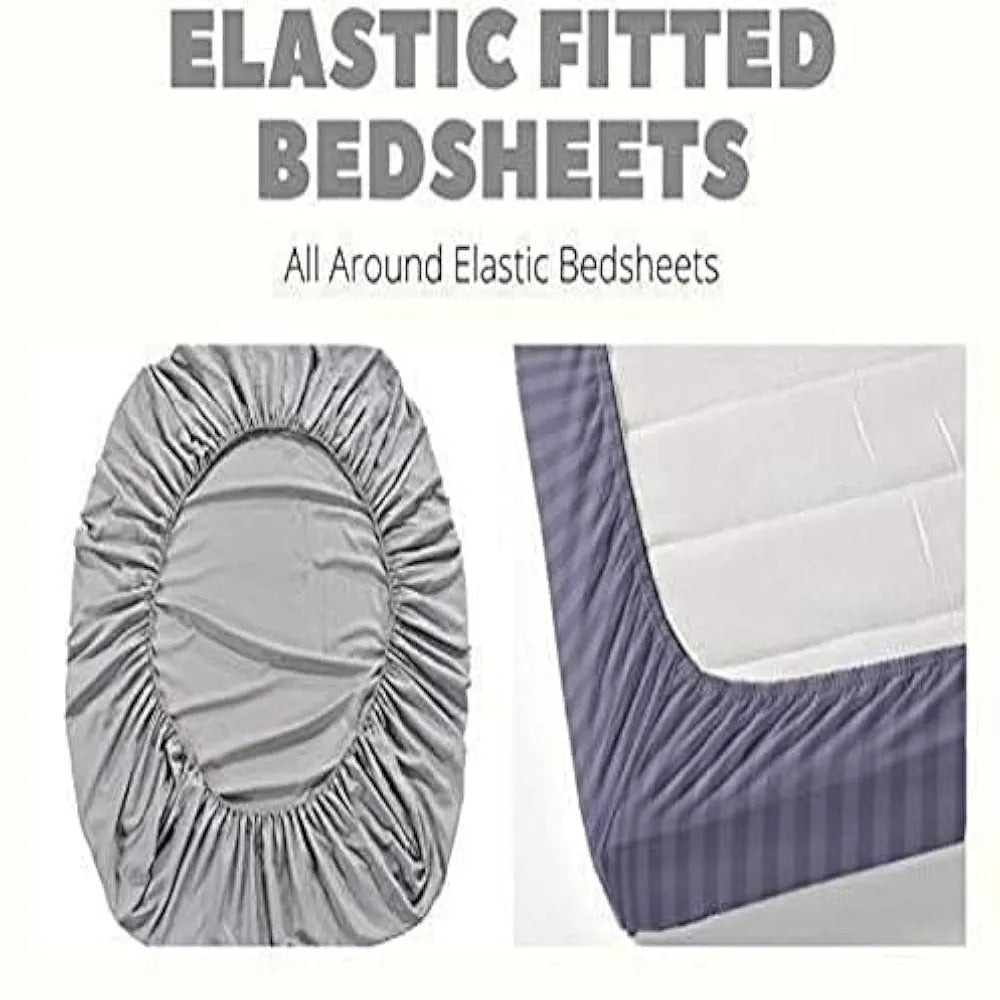 Fresh From Loom King Size Bed With Two Pillow Cover Soft Glace Cotton Fitted Bedsheet Elastic Fitted Bed Sheets 144 TC Leaf Grey