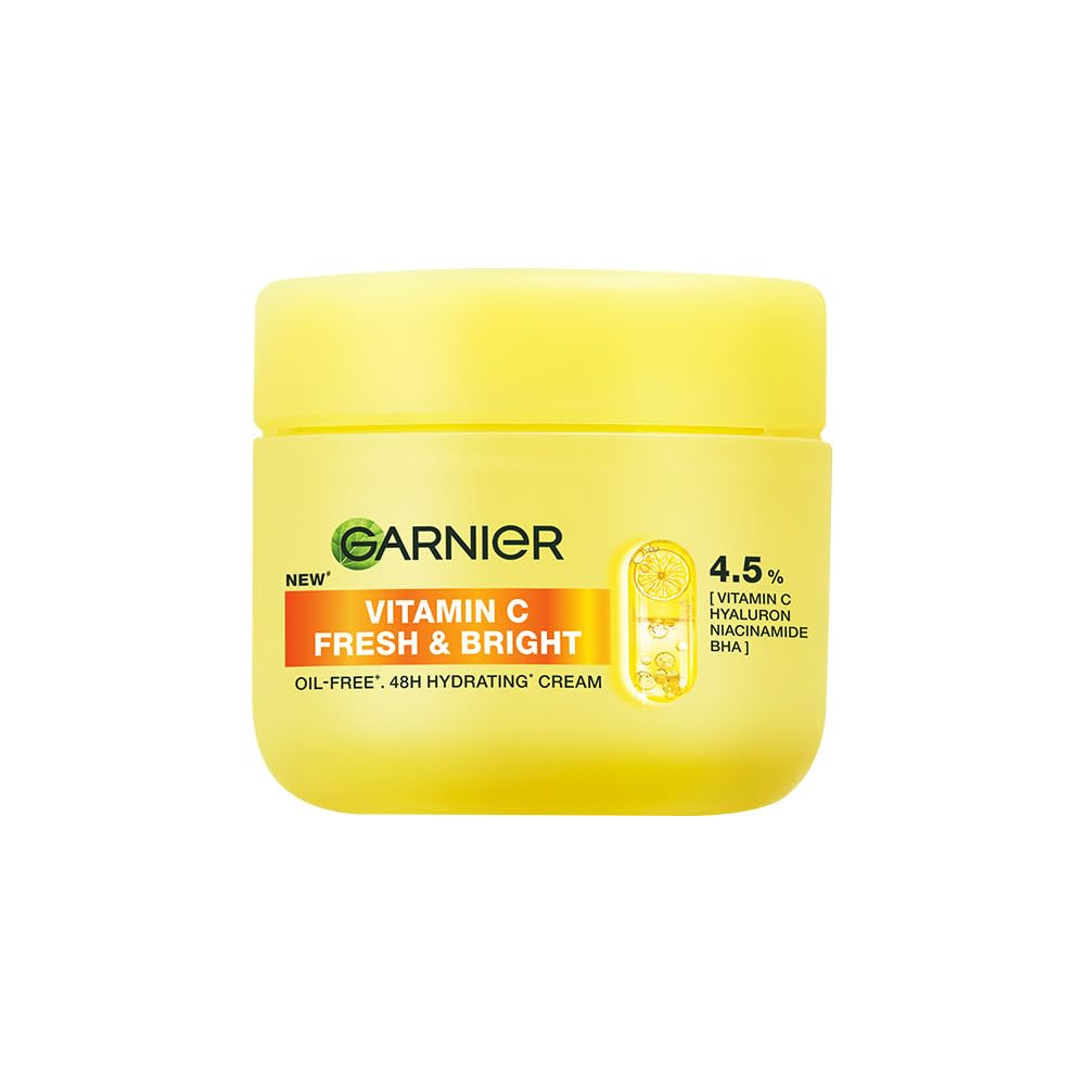 Garnier Fresh & Bright Vitamin C Sorbet Moisturizer, 4.5% Vit C + Hyaluronic Acid + Niacinamide + BHA, 9x Lighter Sorbet Texture, For Hydration & Dark Spot Reduction, Suitable for Oily to Normal & Combination Skin, 90g
