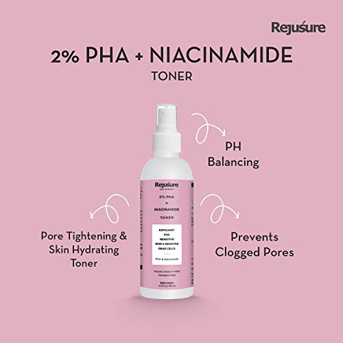 Rejusure PHA 2% + Niacinamide Alcohol Free Face Mist Toner - 100 Ml | Pack of 2