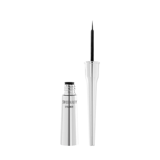 Swiss Beauty Jet Black Liquid Eyeliner | Long Lasting | Waterproof | Smudge Proof & One Stroke Application | 4ml