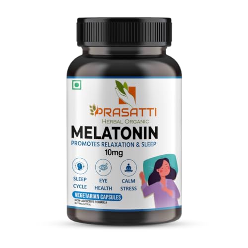 Prasatti Herbal Organic Plant Based Melatonin 10 Mg Capsules  60 Veg Caps