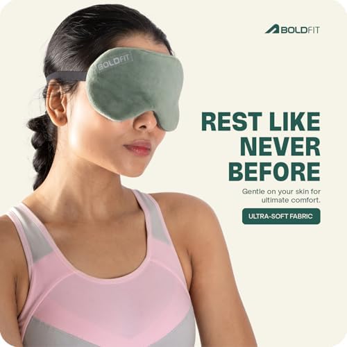 Boldfit Eye Mask for Sleeping with Adjustable Strap Super Soft Sleep Masks Blind Fold for Comfortable Travelling Sleep Mask Pad for Girls Eye Masks Blind Folds for Sleeping - Green Grey (Pack of 2)