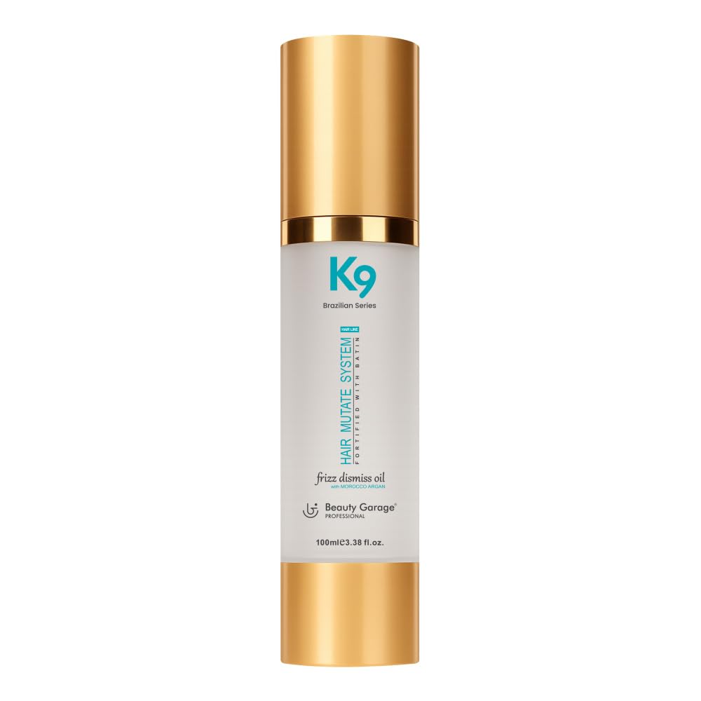 Beauty Garage K9 Frizz Dismiss Hair Oil, 100 ml Anti Dandruff Hair Oil with Morocco Argan & Camellia for Smooth and Manageable Hair, Unscented, Daily Hair Care