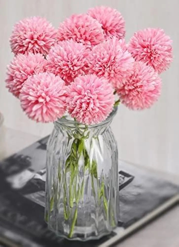 Artificial Chrysanthemum Hydrangea Ball Flower Sticks Pink