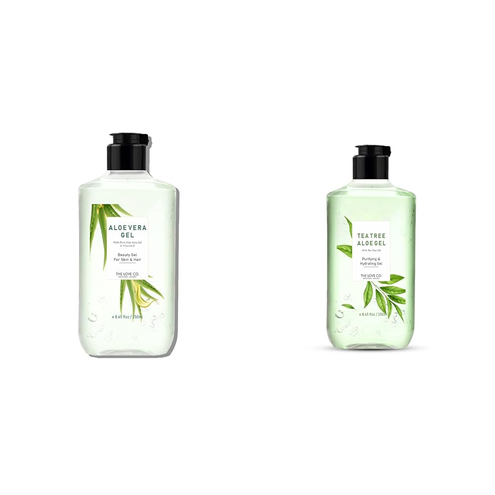 The Love Co. Pure Aloe Vera Gel + Tea Tree Gel 250mlx2 | Pack of 2