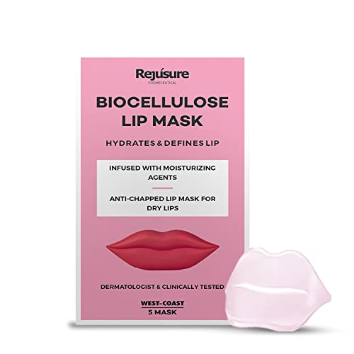 Rejusure Biocellulose Lip Mask Hydrates Lip Anti-chapped Lip Mask for Dry Lip Men & Women – 5 Masks
