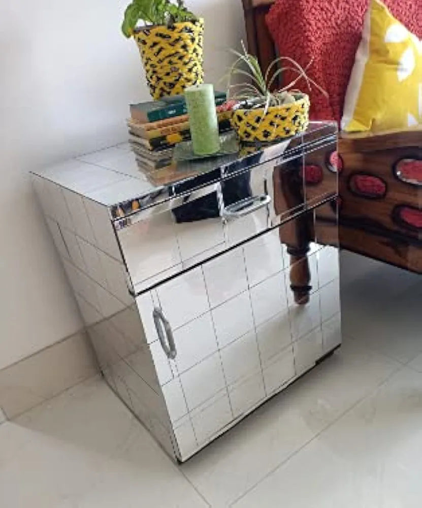 Bikri Kendra 60 Big Square Silver Mirror Stickers for Wall Acrylic Mirror Sticker 3D Acrylic