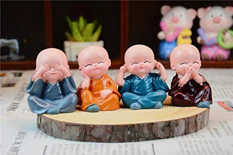Jaipur Ace Buddha Monk Statue figurine Showpiece Decoration Buddha Monk Set of 4