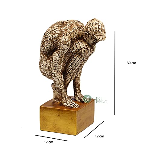 Indicast Resin Surreal Bricked Man Table Accent Showpiece for Home Décor Desk Organizer
