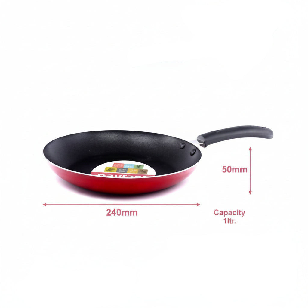 Navrang Cookware Aluminium Fry Pan 24cm  Non-Stick Frying Pan with Sturdy Handle