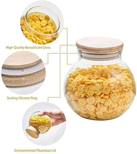 Femora Kitchen Storage Jars Borosilicate Glass With Wooden Lid Air Tight Jar | 1000 Ml | Pack of 1 | Transparent