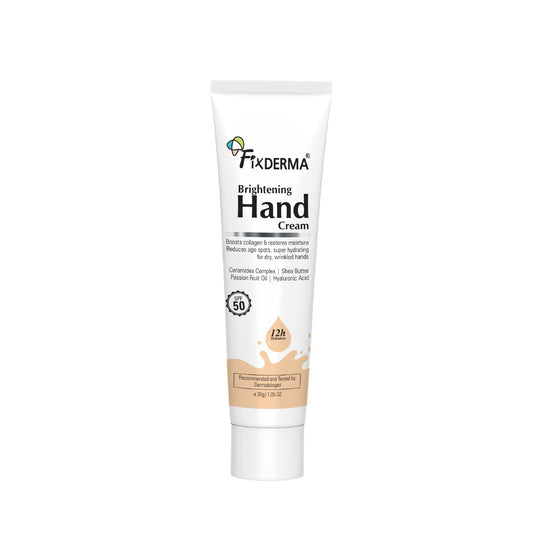 Fixderma Brightening Hand Cream for Women & Men | Hand Moisturizer | Kojic Acid Cream | Hand Cream for Dry and Rough Hands | Cream for Itchy Hand | Hand Cream with SPF 50 | All Skins Types - 30gm