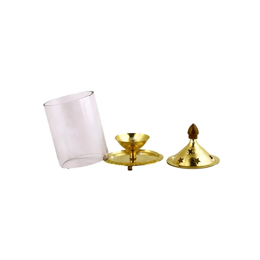 Shubhkart Nitya Udipi Diya Borosilicate Glass Brass Table Diya Oil Lamp
