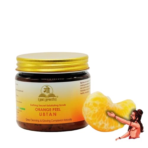 GauGranth Ubtan Orange Peel - 80G (Pack Of 1) | Orange Peel,Sandalwood, Rose Petals, Amba haladi, Hibiscus petals, Amla, Red Lentil etc | Removes Dead Skin, Blackheads & Excess Oil