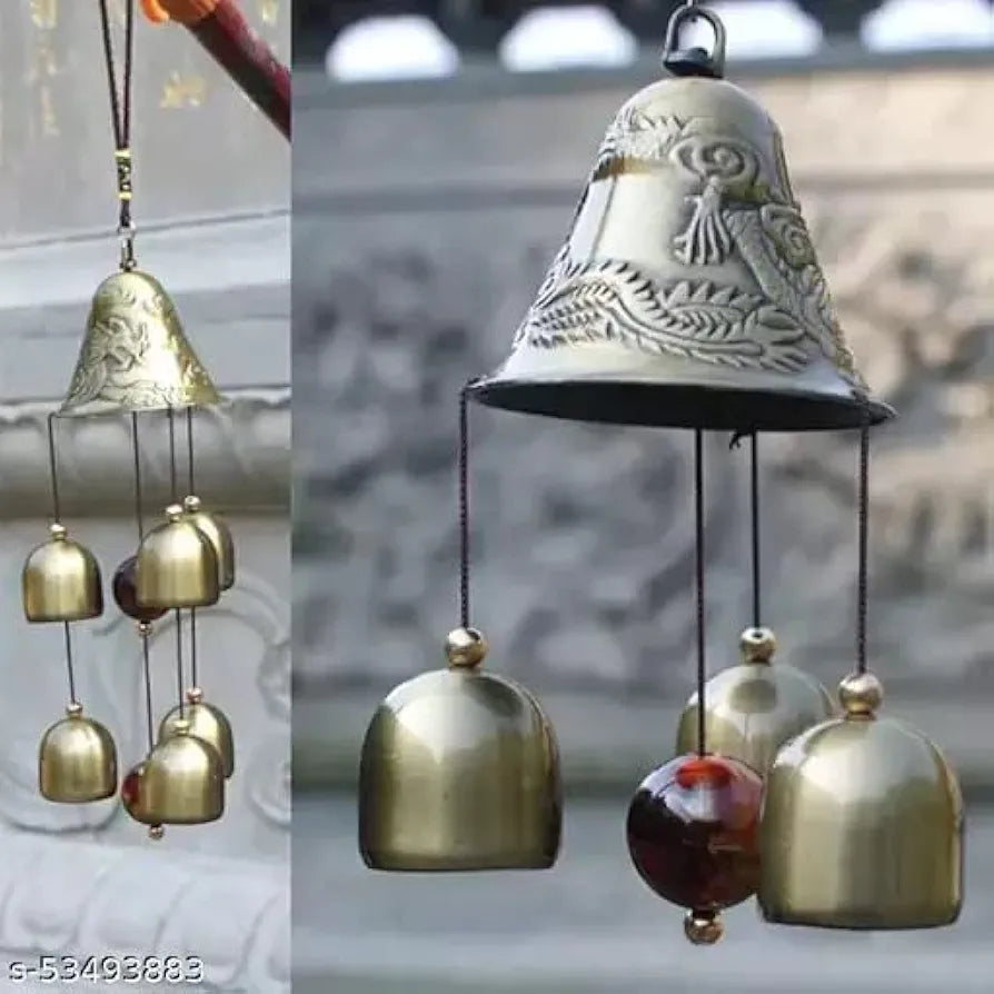 Click Metal and Wooden Dragon 6 Bell Wind Chime