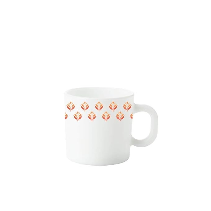 Larah by Borosil Gardenia Opalware Cup Set | 6-pieces | White | 100 Ml Each