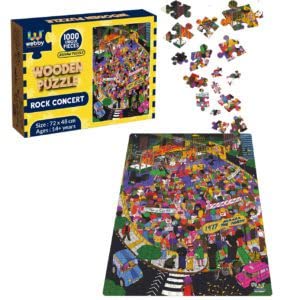 Webby Rock Concert Illustration Wooden Puzzle Fun & Challenging for Adult & 14+ Kids, 1000 Pieces