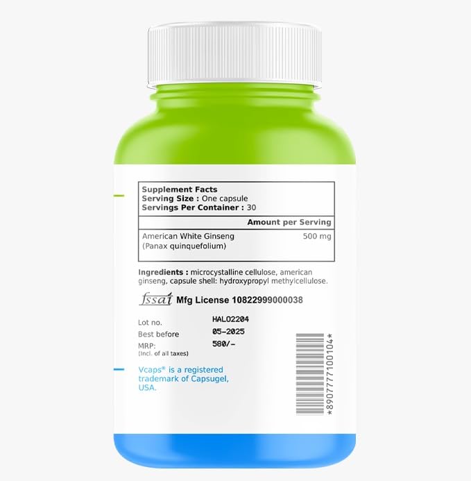 HALEUP American Ginseng - 500 Mg | 60 Capsules | Enhances Immunity | Boosts Strength & Stamina | Improves Alertness & Concentration | Formulated in USA - 60 Count (Pack of 1)